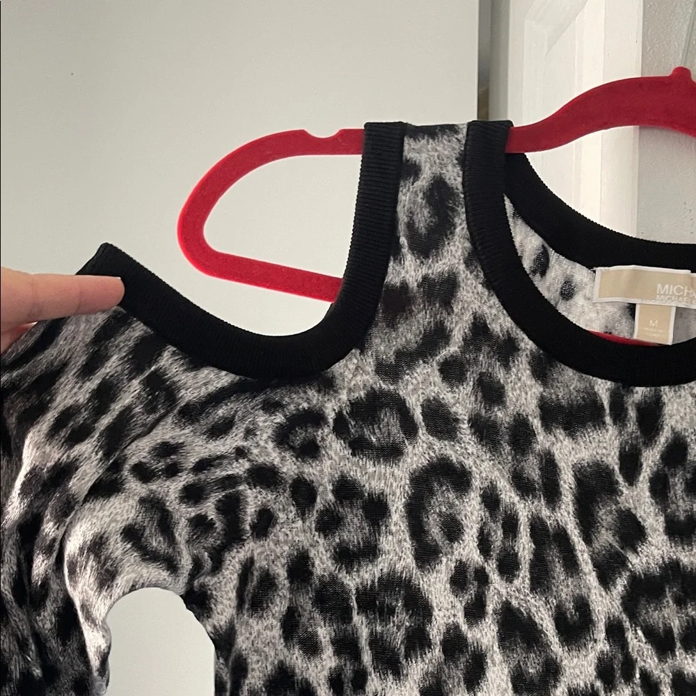 Michael Kors Animal Print Cold Shoulder Top